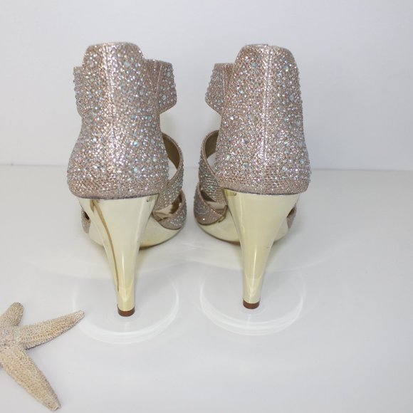 Silver Slipper Metailic Gold Sparkle Heels - Picture 5 of 6